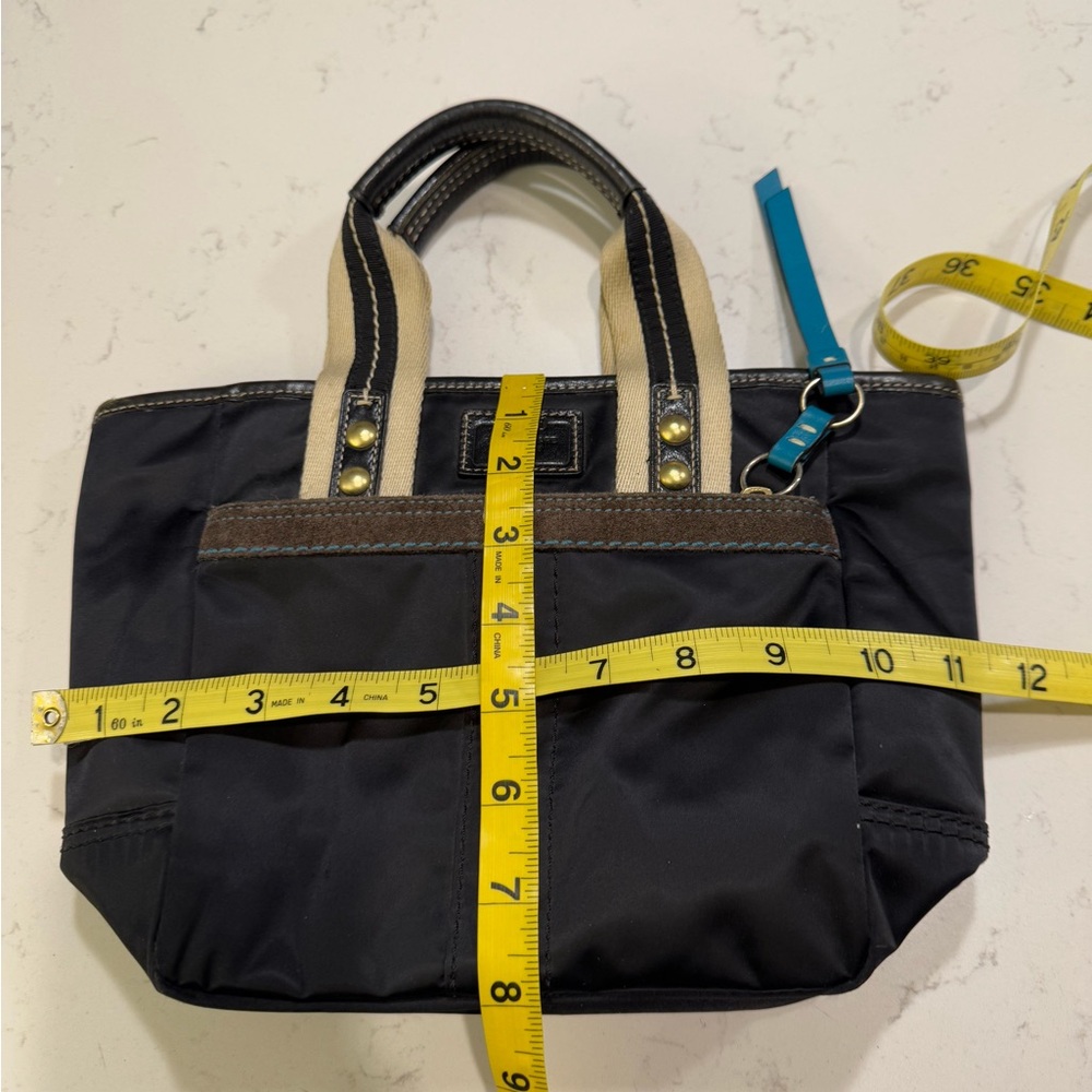 Coach Small Bag = Black Satin with blue tags - Picture 7 of 13